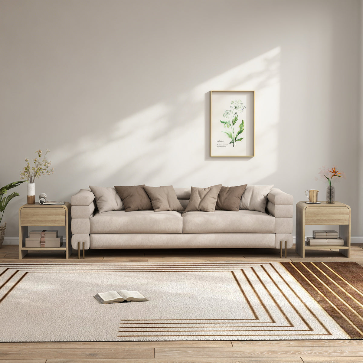 Lot de 2 Tables de Chevet, Compartiment Ouvert, Tiroir à Glissière Silencieuse, Style Scandinave, 40x35x45cm, Naturel-7