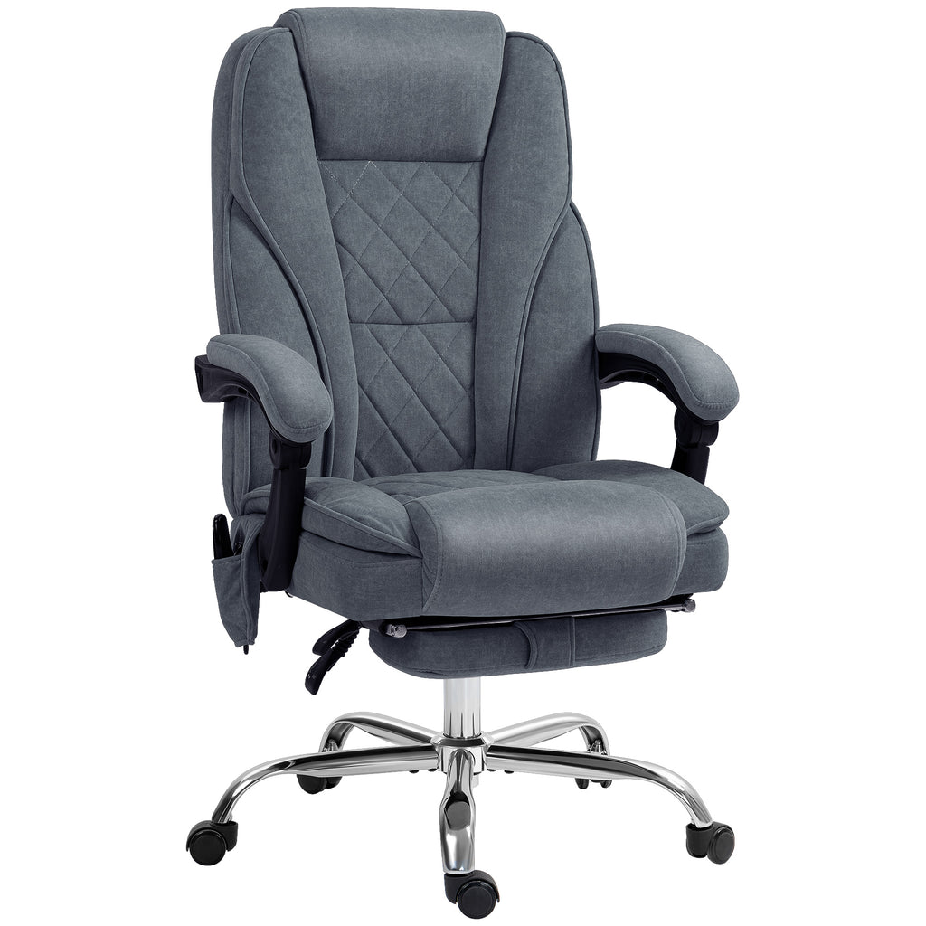 Fauteuil de bureau massant et chauffant hauteur réglable dossier inclinable télécommande repose-pieds rétractable gris-0