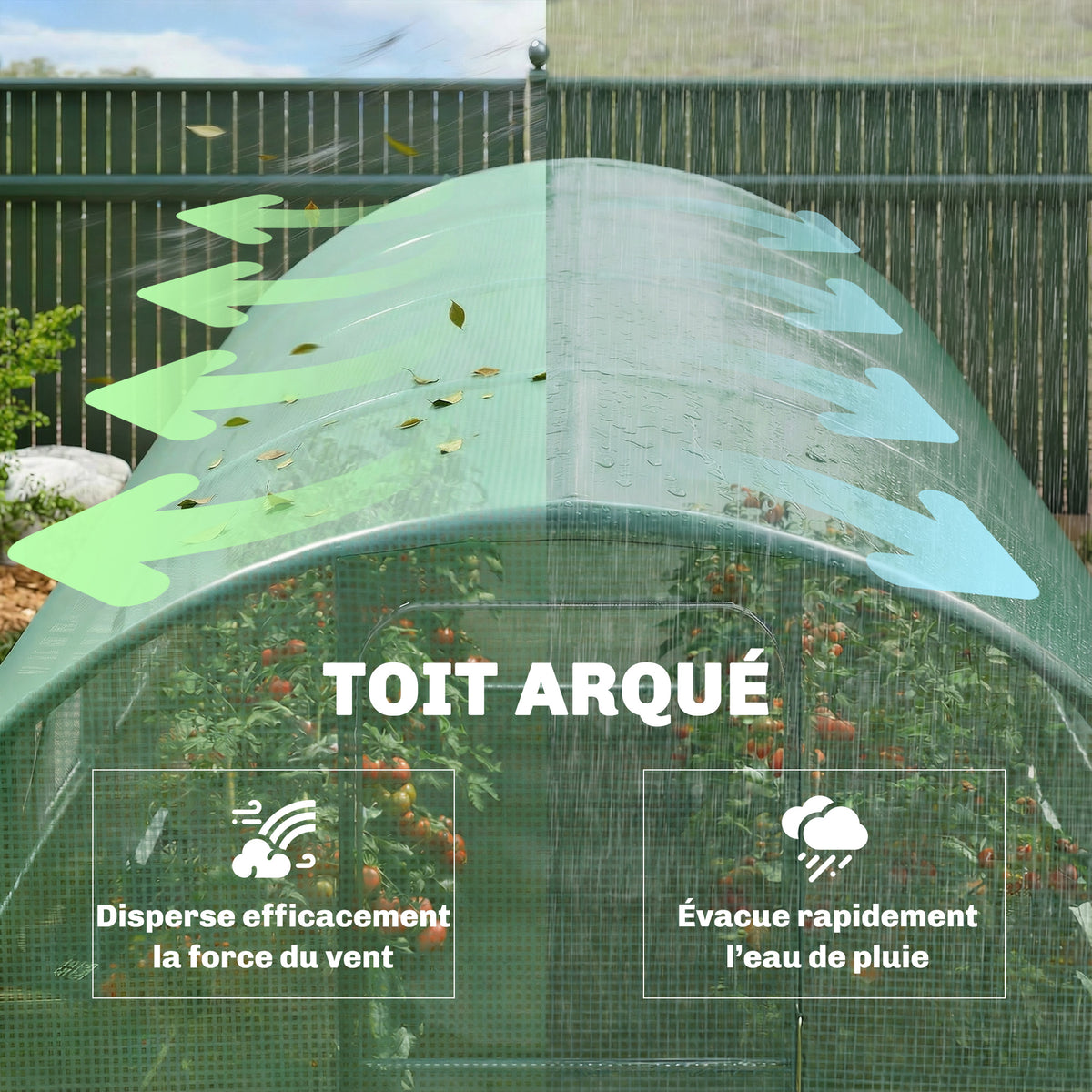 Serre tunnel de jardin 12m², serre de jardin tunnel 295x400x200cm porte et 8 fenêtres, bâche PE 140 g/m² vert-8