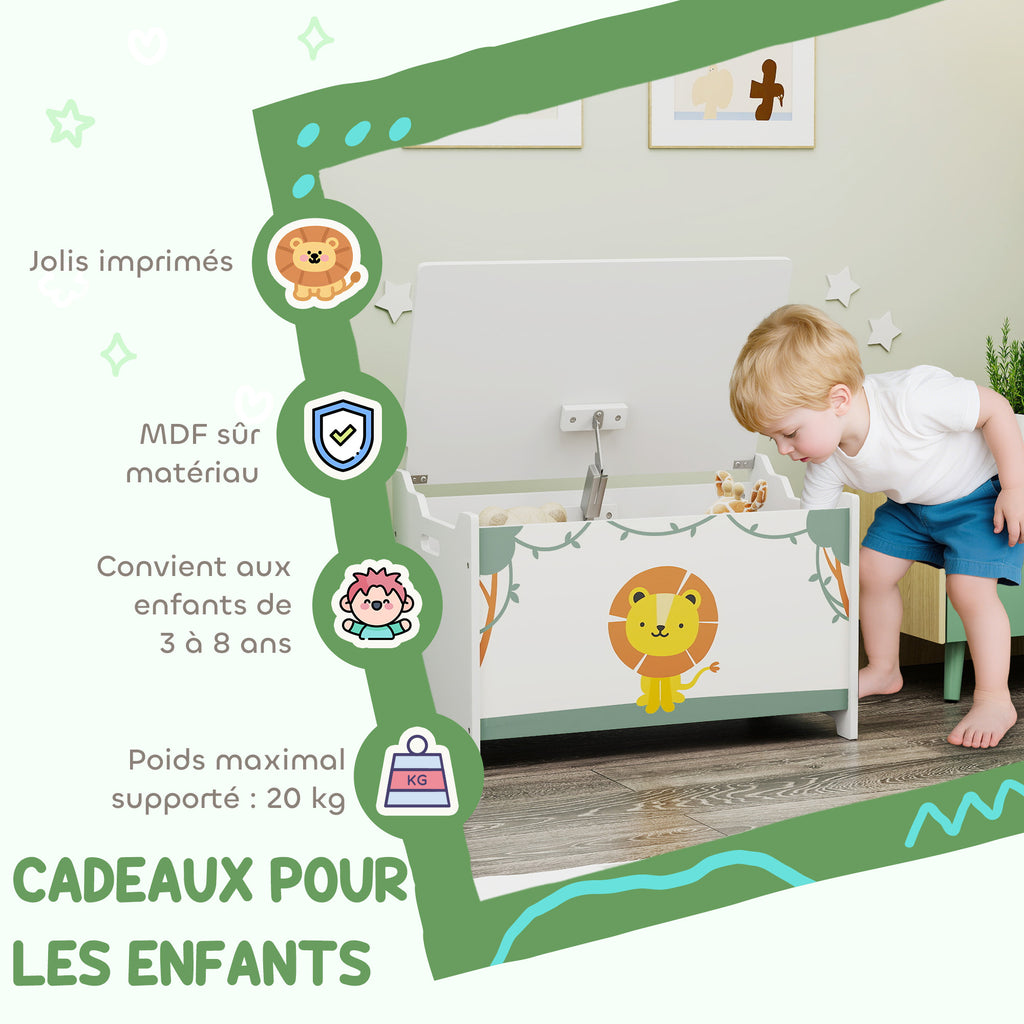 Coffre à jouets avec couvercle, coffre de rangement enfant avec charnières de sécurité, 60 x 37 x 39 cm, vert-6