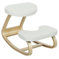 Siège assis genoux, siège ergonomique en bois à bascule, chaise à genoux pour bureau à domiciles, crème-0