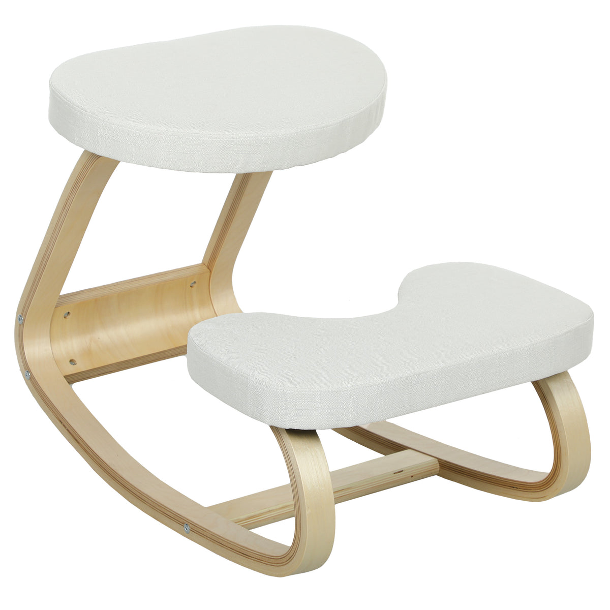 Siège assis genoux, siège ergonomique en bois à bascule, chaise à genoux pour bureau à domiciles, crème-0