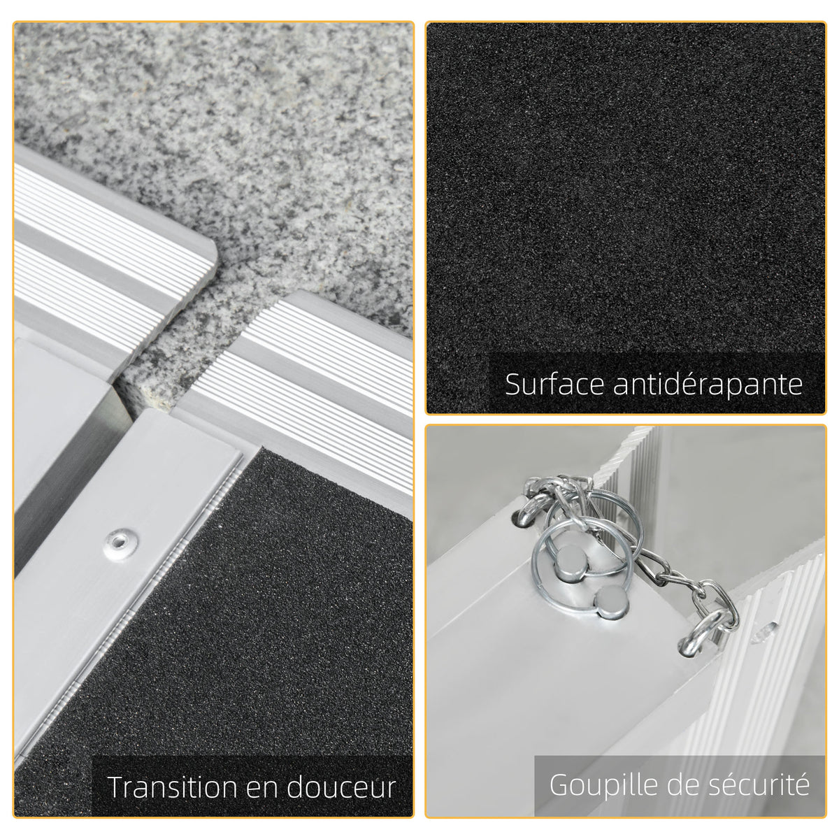 Rampe de Fauteuil Roulant Rampe de Chargement Rampe d'accès antidérapante Pliable avec Bordures de sécurité alu. Noir-4