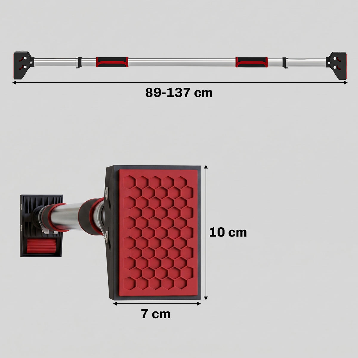 Barre de traction pour porte, barre de musculation pour cadres de porte sans vis - longueur ajustable (89-137cm)-2