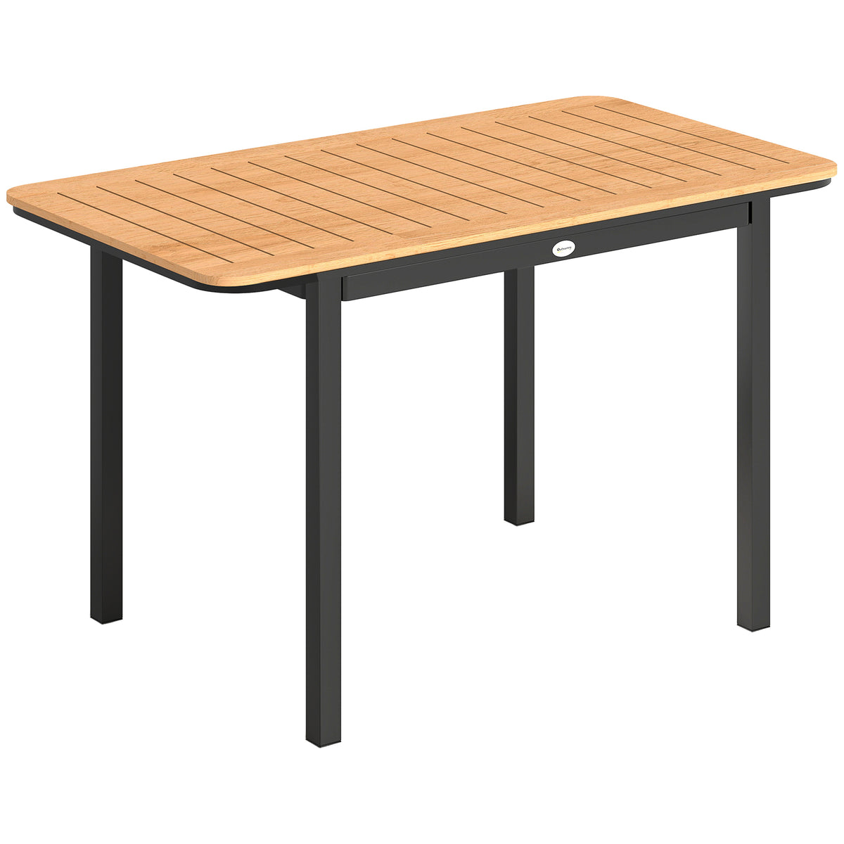 Table de Jardin 6 Personnes Rectangulaire en Bois Composite Cadre en Métal et Plateau à Lattes 127x70cm Marron-0