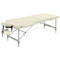 Table de massage pliable portable + housse de transport charge max. 225 Kg hauteur réglable 210 x 90 cm crème-0