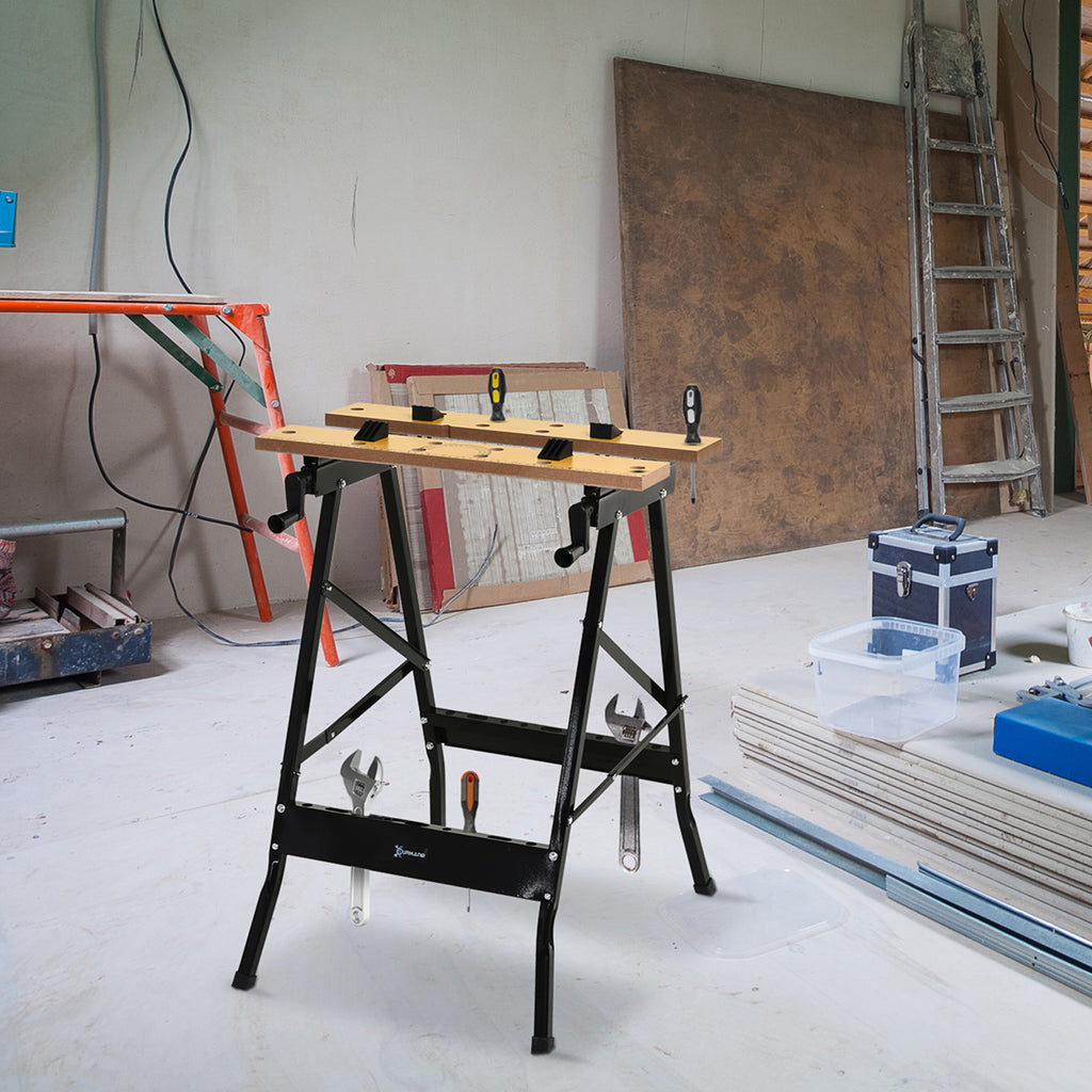 Établi pliant établi de serrage avec 4 serre-joints table de travail, charge 100 kg, 62,5x60,5x78,5cm, noir-7