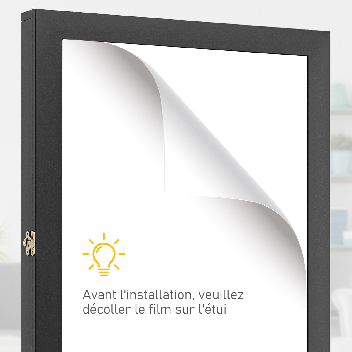 Frame box T-frame cadre pour maillot porte acrylique doublure interne feutre 60 x 6,5 x 80 cm noir-3