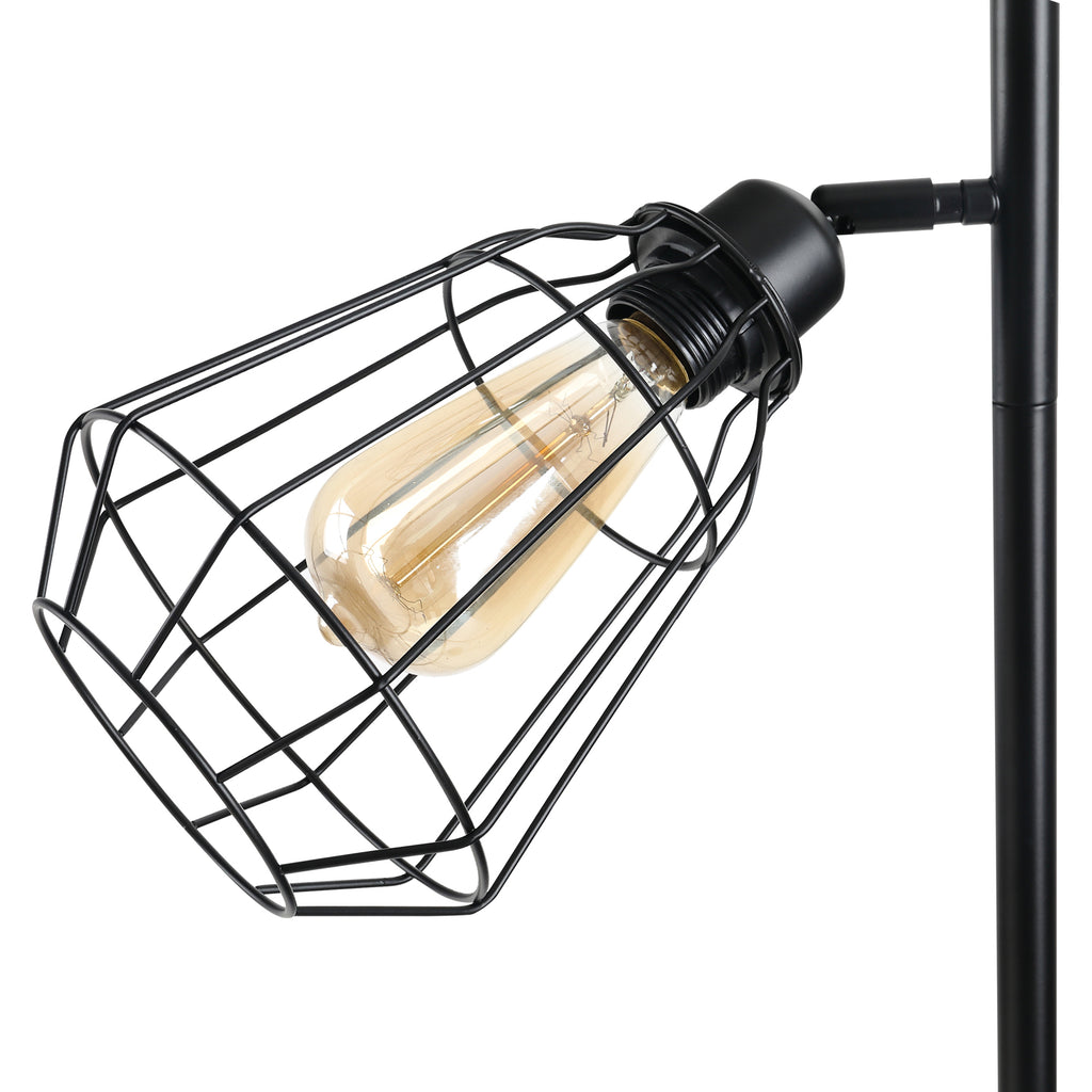 Lampadaire design industriel 3 ampoules max. 40 W abat-jour cage métal noir-7