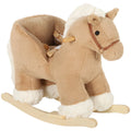 Cheval à Bascule pour Enfants, Animal à Bascule Bébé en Peluche avec Sons, Ceinture de Sécurité, 18-36 Mois, Marron-0