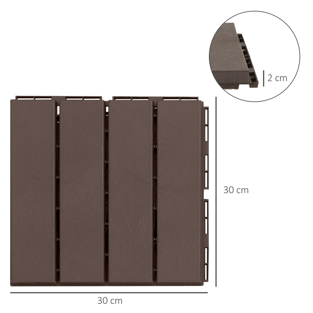 Caillebotis - Dalles terrasse - Lot de 18 - emboîtables, Installation très Simple - Petits Carreaux Composite Plastique-2