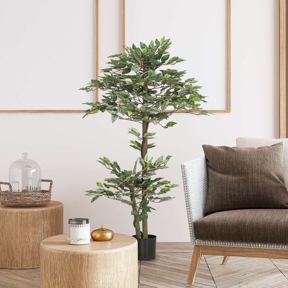 Arbre Artificiel Plante Artificiel ficus Hauteur 1,5 m Tronc Branches Liane Lichen Feuilles Grand réalisme Pot Inclus-3