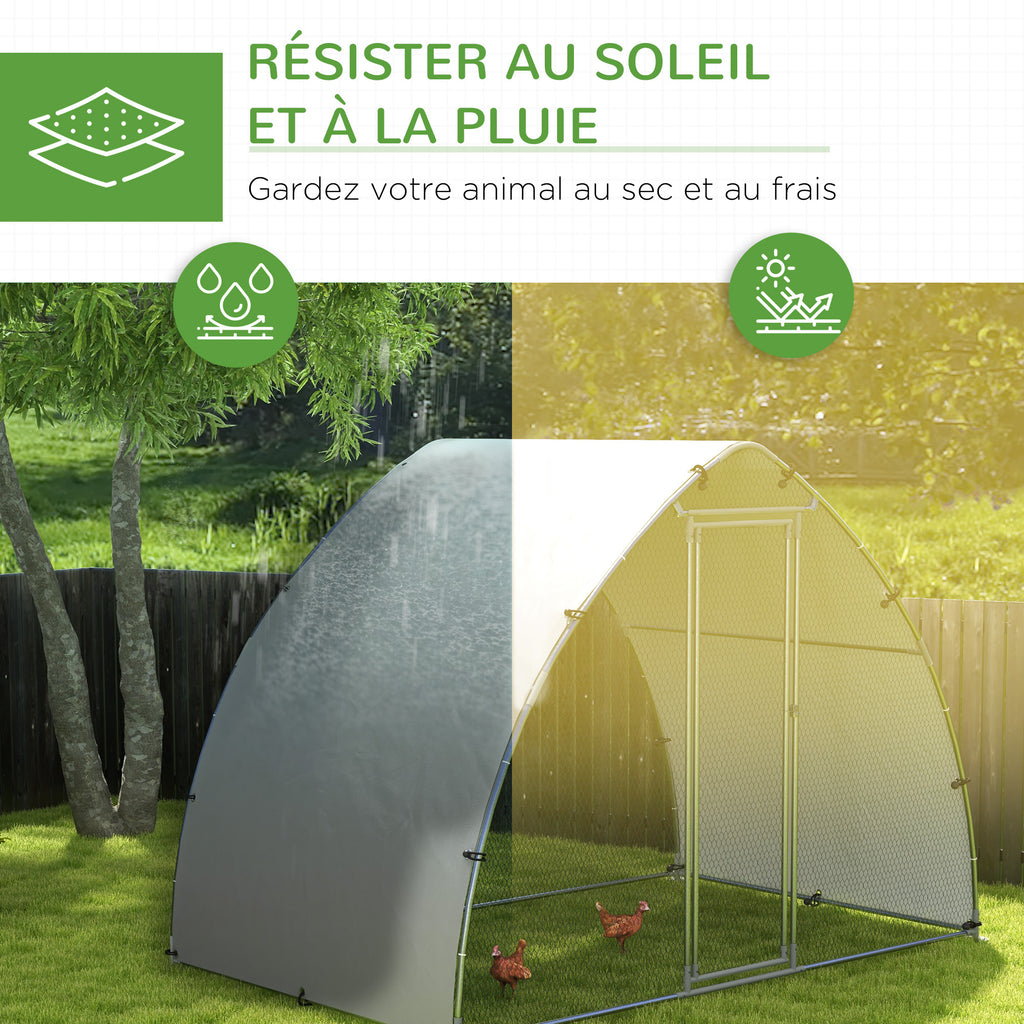 Grand enclos poulailler chenil volière extérieure 5,75m² toit anti-UV toit anti-UV, acier galvanisé, porte verouillable-3
