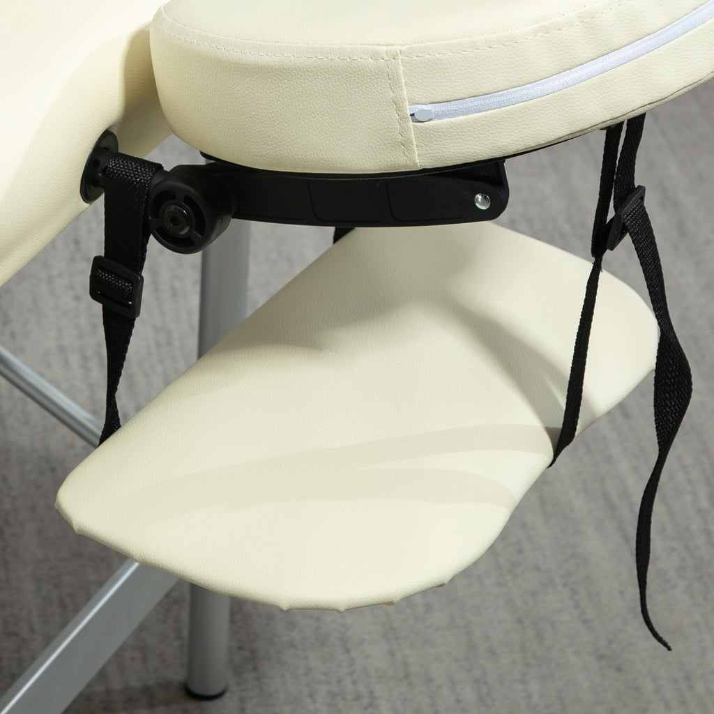Table de massage pliable portable + housse de transport charge max. 225 Kg hauteur réglable 210 x 90 cm crème-8