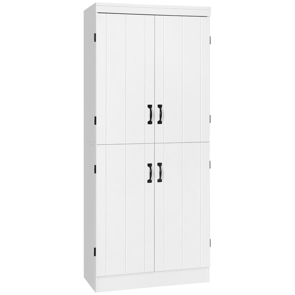 Armoire de cuisine buffet de salle à manger avec 4 portes 6 étagères de rangement style moderne 76 x 40 x 177 cm blanc-0