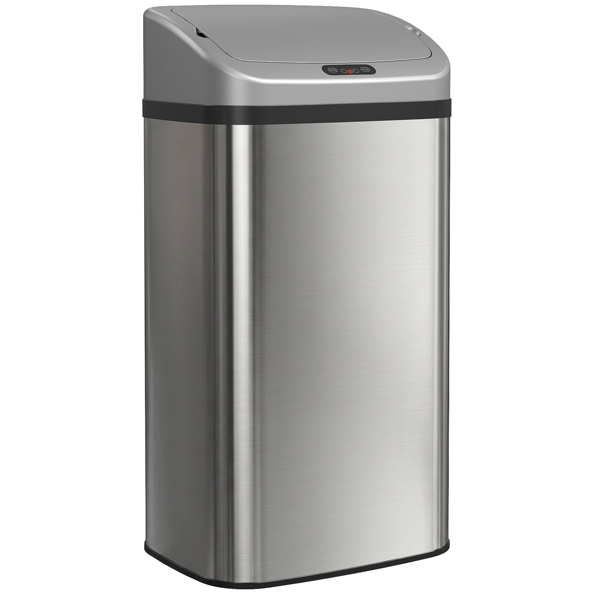 Poubelle de cuisine automatique 48L en acier inoxydable, couvercle à fermeture en douceur, 33x25x69cm, argent-0