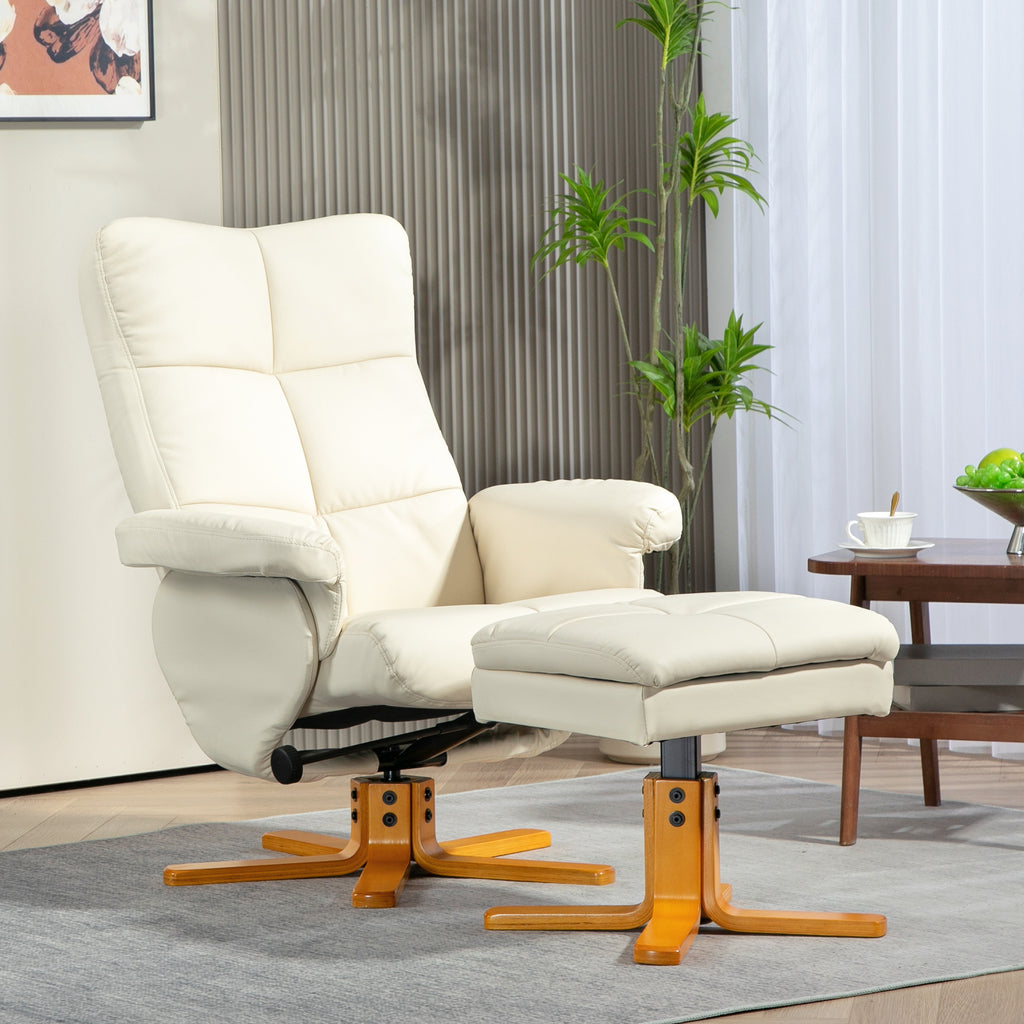 Fauteuil relax avec repose-pied, fauteuil de relaxation, pivotant à 360°, dossier inclinable, 80 x 86 x 99 cm, crème-1