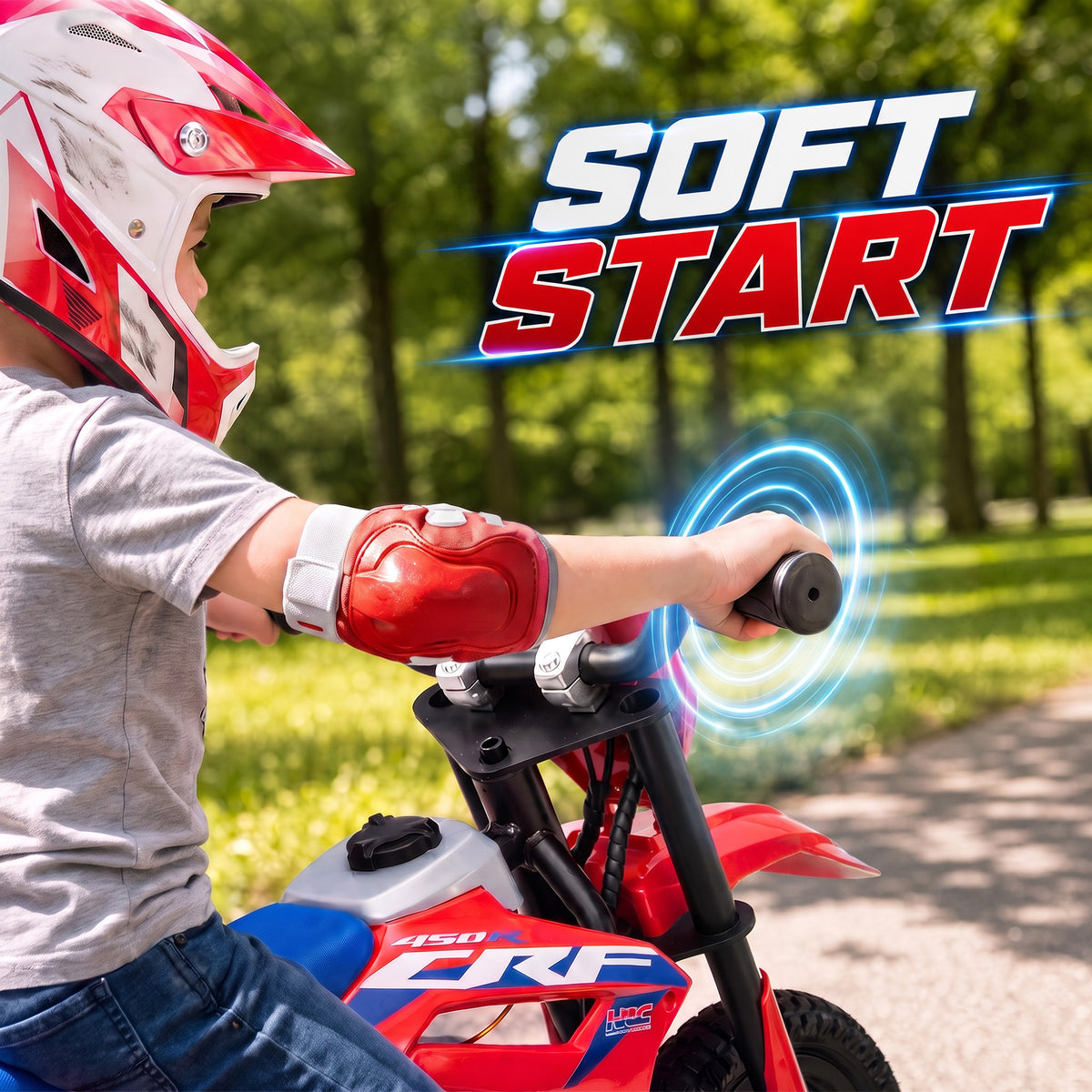Moto Électrique Enfants sous Licence HONDA 12 V, Vitesse 3-6 Km/h, Voiture Électrique Enfants 3-8 ans, Rouge et Bleu-7