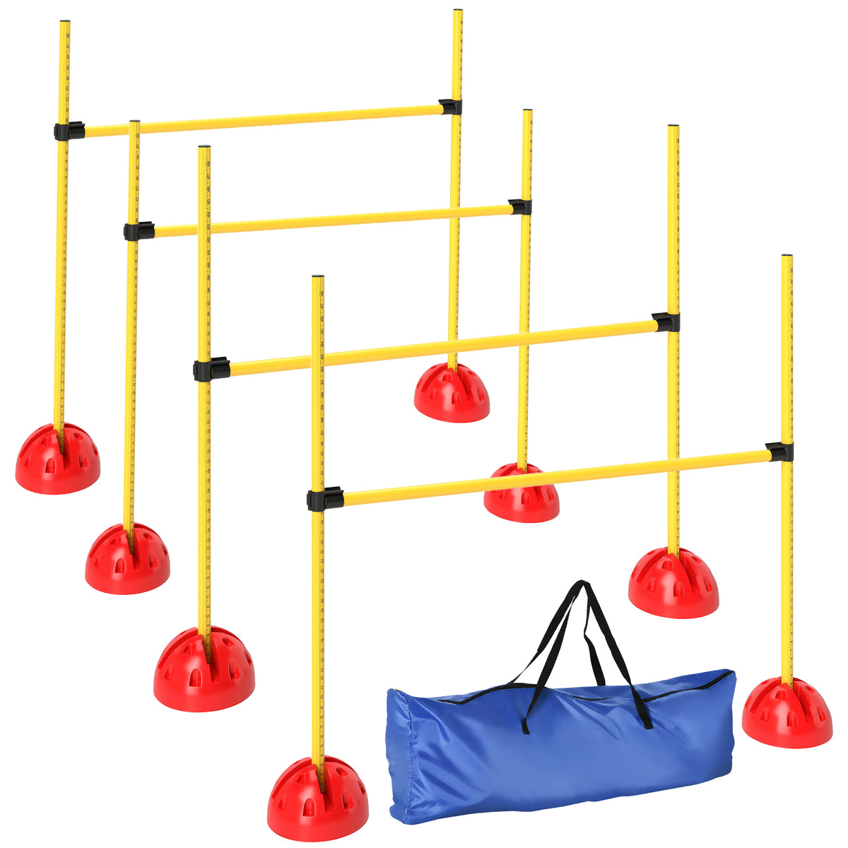 Kit d'équipement d'agilité pour chien avec 4 haies de saut réglables en hauteur, sac de transport, jaune et orange-0