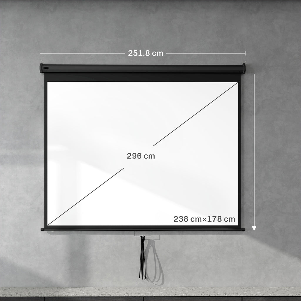 Écran de Projection 120" 4:3 HD 4K, Boîtier en Métal, Écran Hauteur Réglable Manuellement, 244x183cm, Noir-2