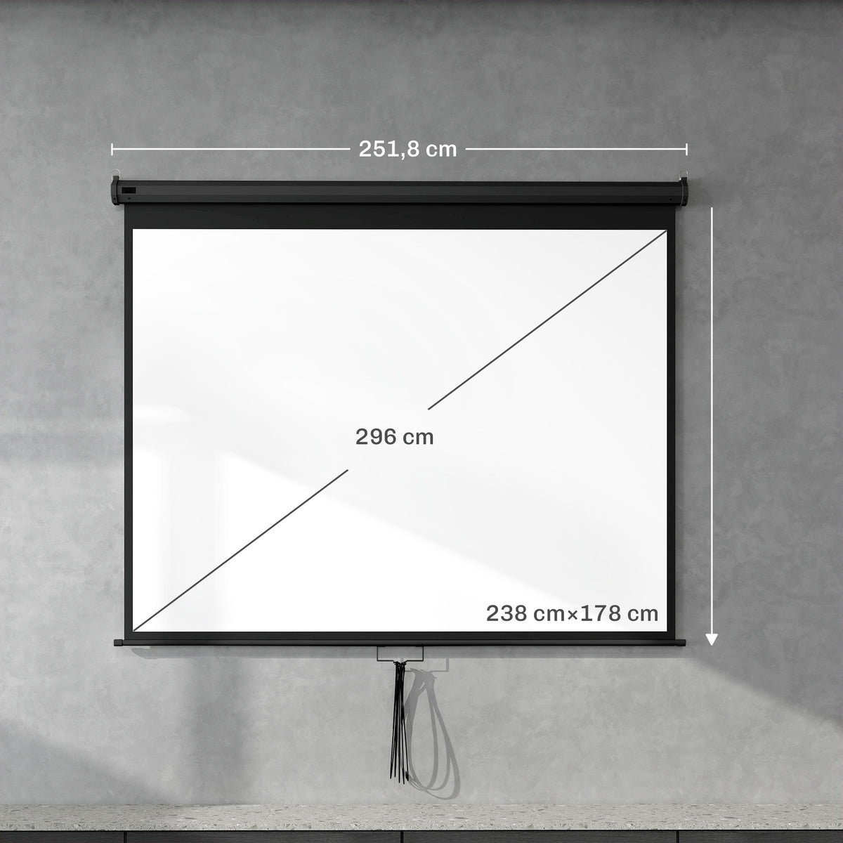 Écran de Projection 120" 4:3 HD 4K, Boîtier en Métal, Écran Hauteur Réglable Manuellement, 244x183cm, Noir-2