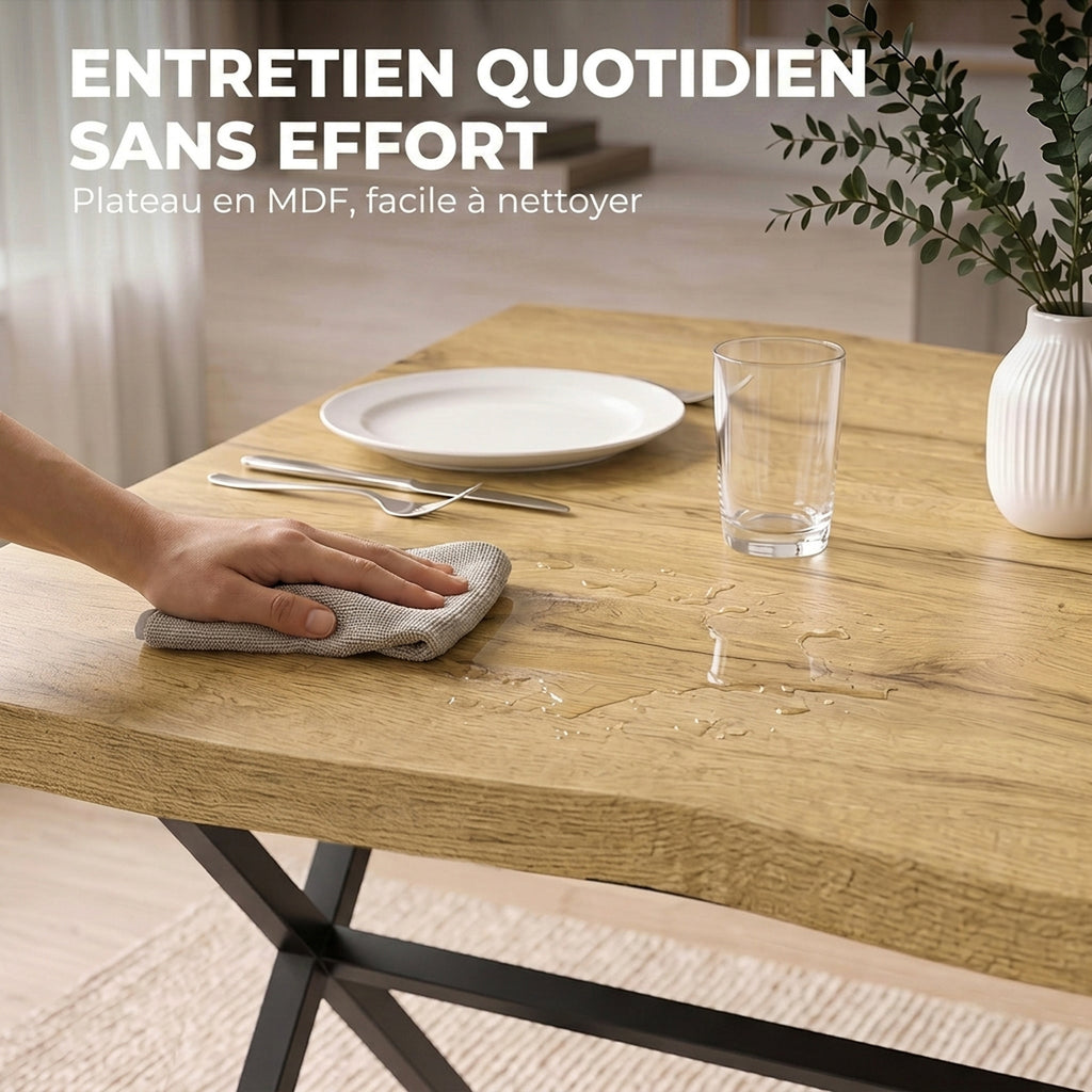 Table à Manger pour 2 Personnes, Table de Cuisine, Style Moderne avec Plateau Épais, 110 x 67 x 75,5 cm, Noir et Chêne-5