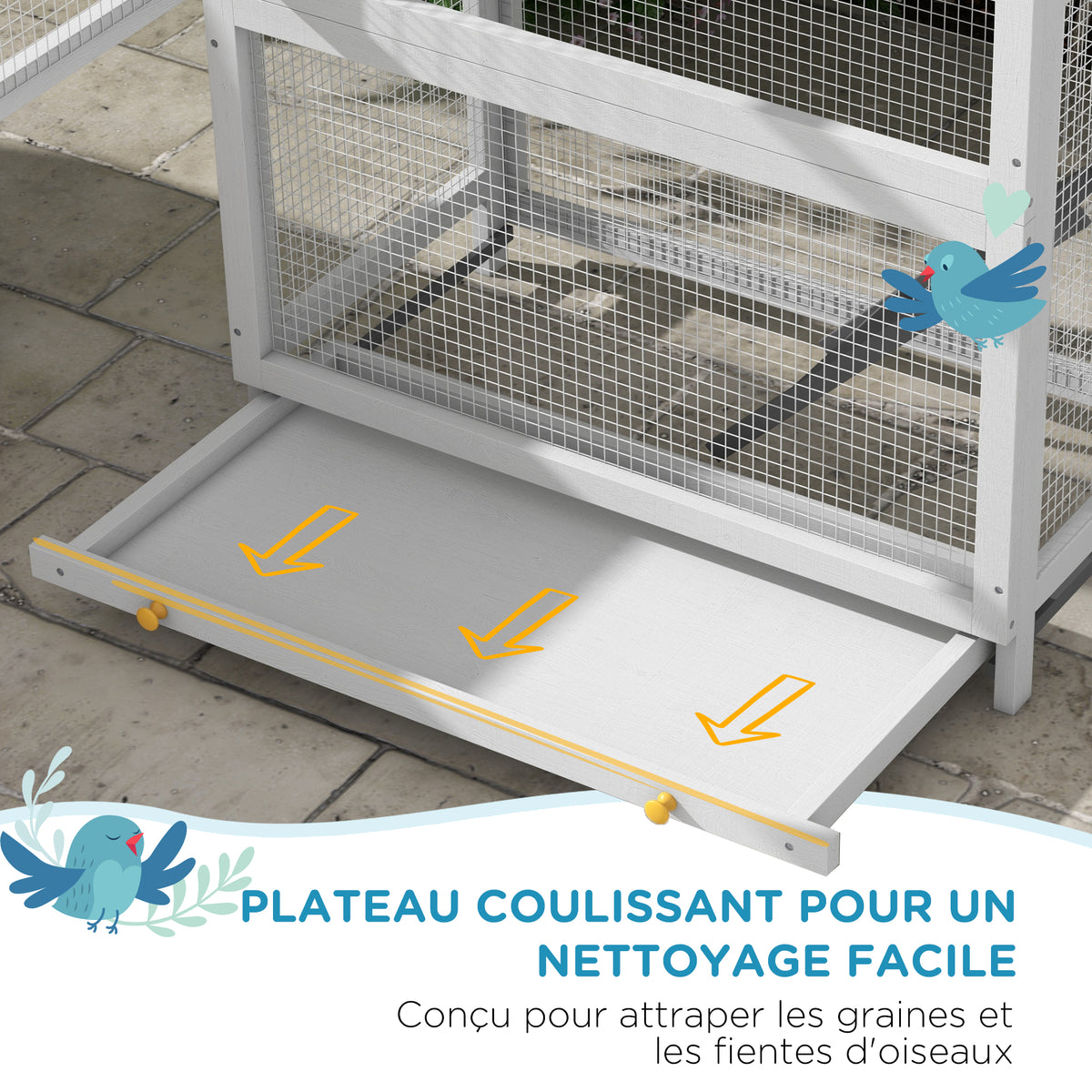Cage à oiseaux en bois cage perroquet aire de jeux toit asphalte imperméable 92 x 52 x 171 cm gris-3