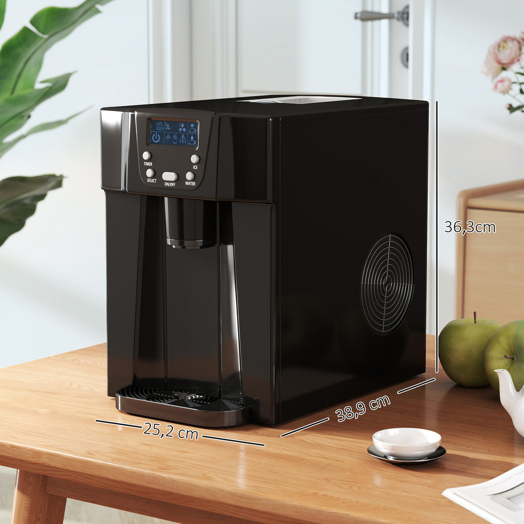 Machine à glaçons avec distributeur d'eau, ice maker, 12kg en 24h, 9 glaçons en 6-10 minutes, 25,2x38,9x36,3cm, noir-2