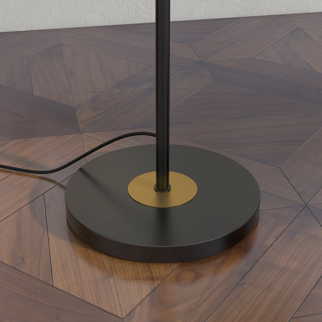 Lampadaire sur pied salon en métal avec 3 abat-jours globe métal chromé 40W Ø 36 x 162H cm noir et gris-8