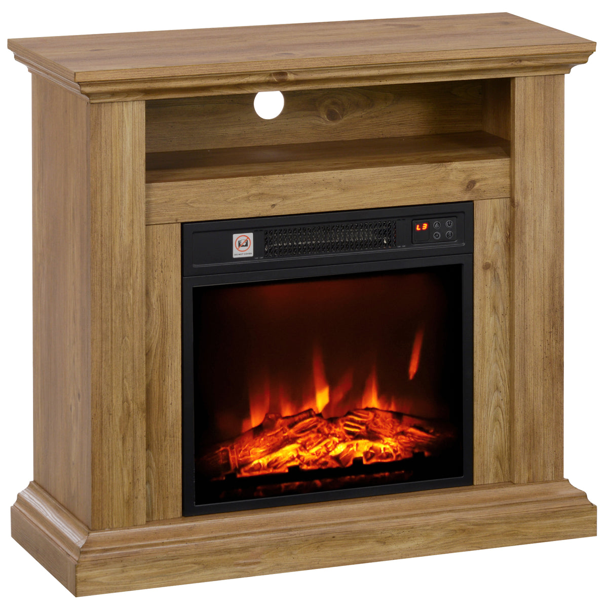 Cheminée électrique effet flammes 3D luminosité réglable 1800 W avec télécommande 81,5 x 30 x 76,2 cm brun effet bois-0