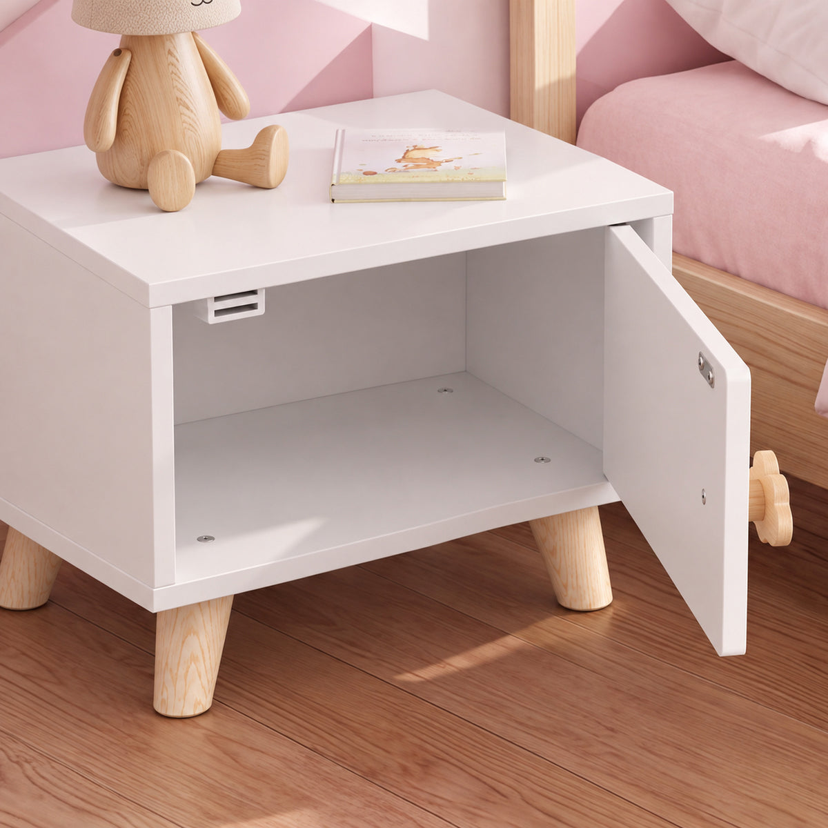 Table de Chevet Enfant avec Tiroir, Poignée en Forme de Nuage, pour Chambre d'Enfant, 34 x 31 x 25 cm, Blanc-9