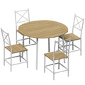 Ensemble Table Salle à Manger avec 4 Chaises pour 4 Personnes, Table de Cuisine Pliante 105 cm Chaises Empilables, Chêne-0