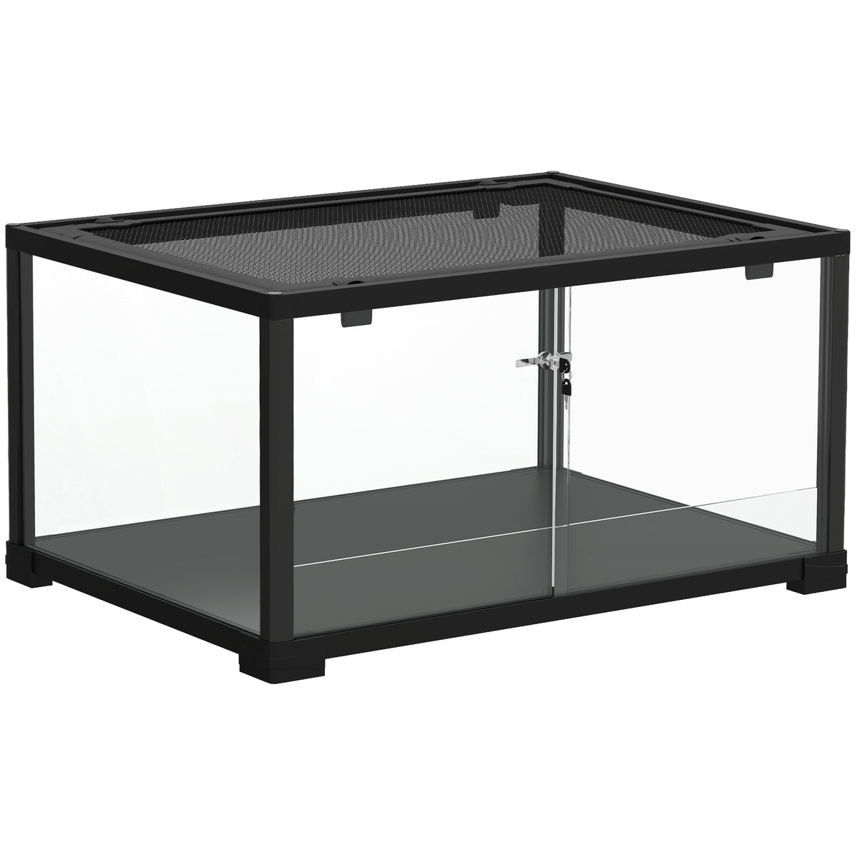 Terrarium en verre pour reptile enclos pour hamster 86 L ventilation supérieure porte coulissante 50,8x30,5x35,6cm noir-0