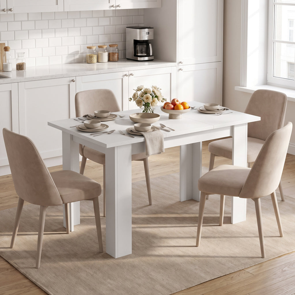 Table à Manger pour 4 Personnes avec Plateau Relevable et Rangements Cachés, 120 x 60 x 75,5 cm, Blanc-8