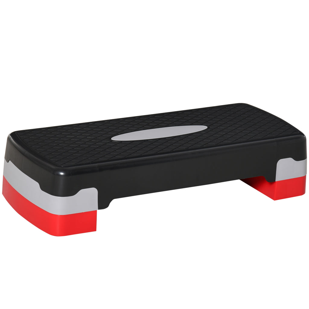 Stepper aerobic fitness hauteur reglable 2 niveaux surface antiderapante PP 68 x 29 x 15 cm rouge noir et gris-0