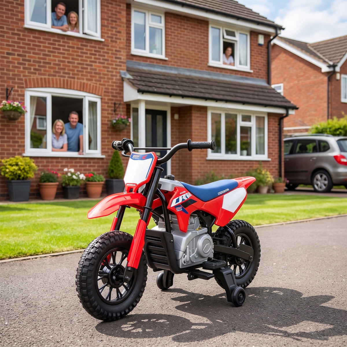 Moto Électrique Enfants sous Licence HONDA 12 V, Vitesse 3-6 Km/h, Voiture Électrique Enfants 3-8 ans, Rouge et Bleu-1