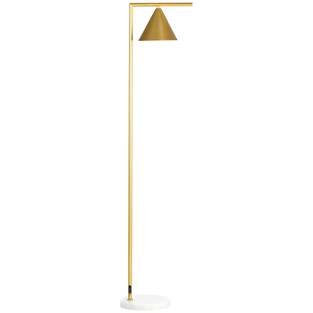 Lampadaire sur pied salon en acier avec abat-jour conique orientable base marbre 40W 35 x 26 x 153 cm doré-0