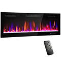 Cheminée électrique mural ou encastrable 900W/1800W, effet flamme à 12 couleurs 5 luminosités, 127 x 9,4 x 47 cm, noir-0