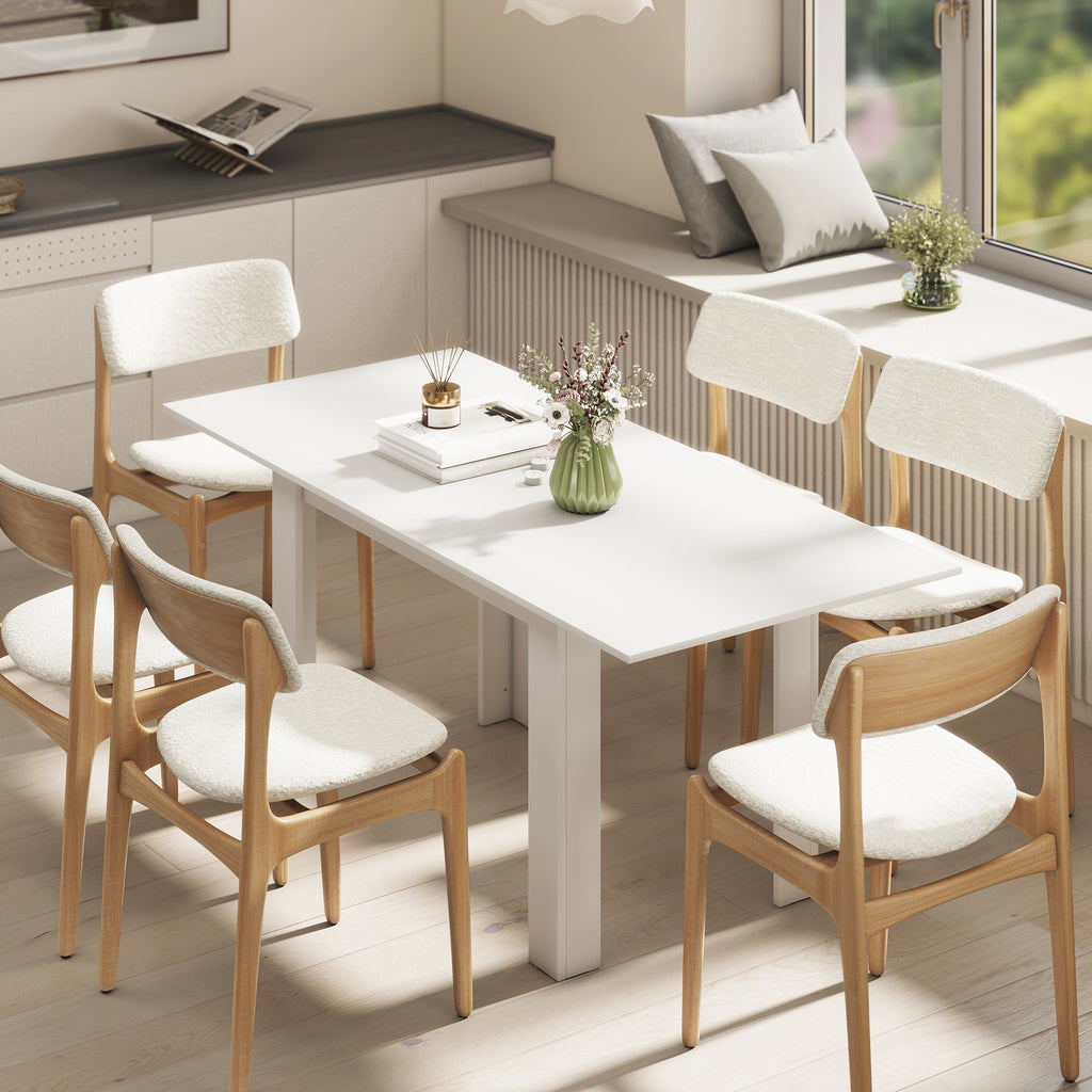 Table à manger extensible, table de cuisine rectangulaire, pour 6-8 personnes, 140-180 x 80 cm, blanc-7
