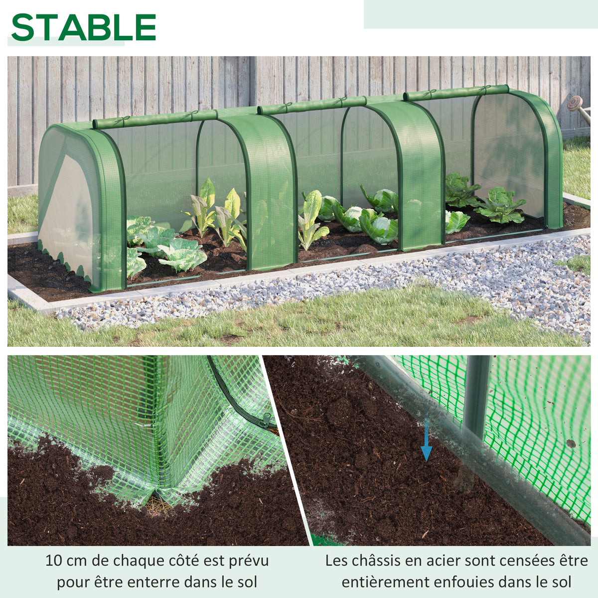 Mini Serre de Jardin Serre à tomates 3L x 1l x 0,8H m Acier PE Haute densité 140 g/m² Anti-UV 3 fenêtres Vert-4