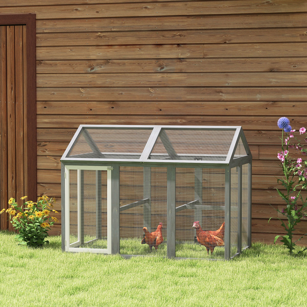 Enclos poulailler 1,18 m², parc grillagé avec porte verrouillables, cadre en bois massif, 140 x 88,5 x 106 cm, gris-1