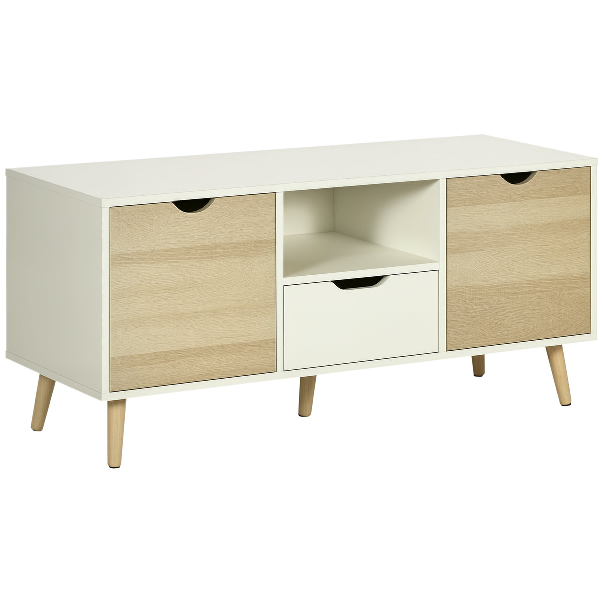 Meuble TV Banc TV Buffet bas Meuble de rangement sur pied avec 2 placards en Bois pour Chambre Salon 110 x 40 x-0