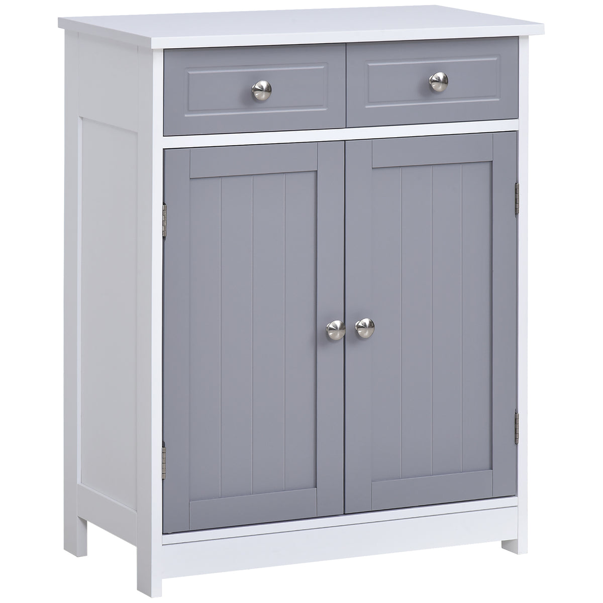 Meuble de salle de bain meuble de rangement 2 tiroirs placard double porte et étagère réglable 60 x 30 x 75 cm gris-0