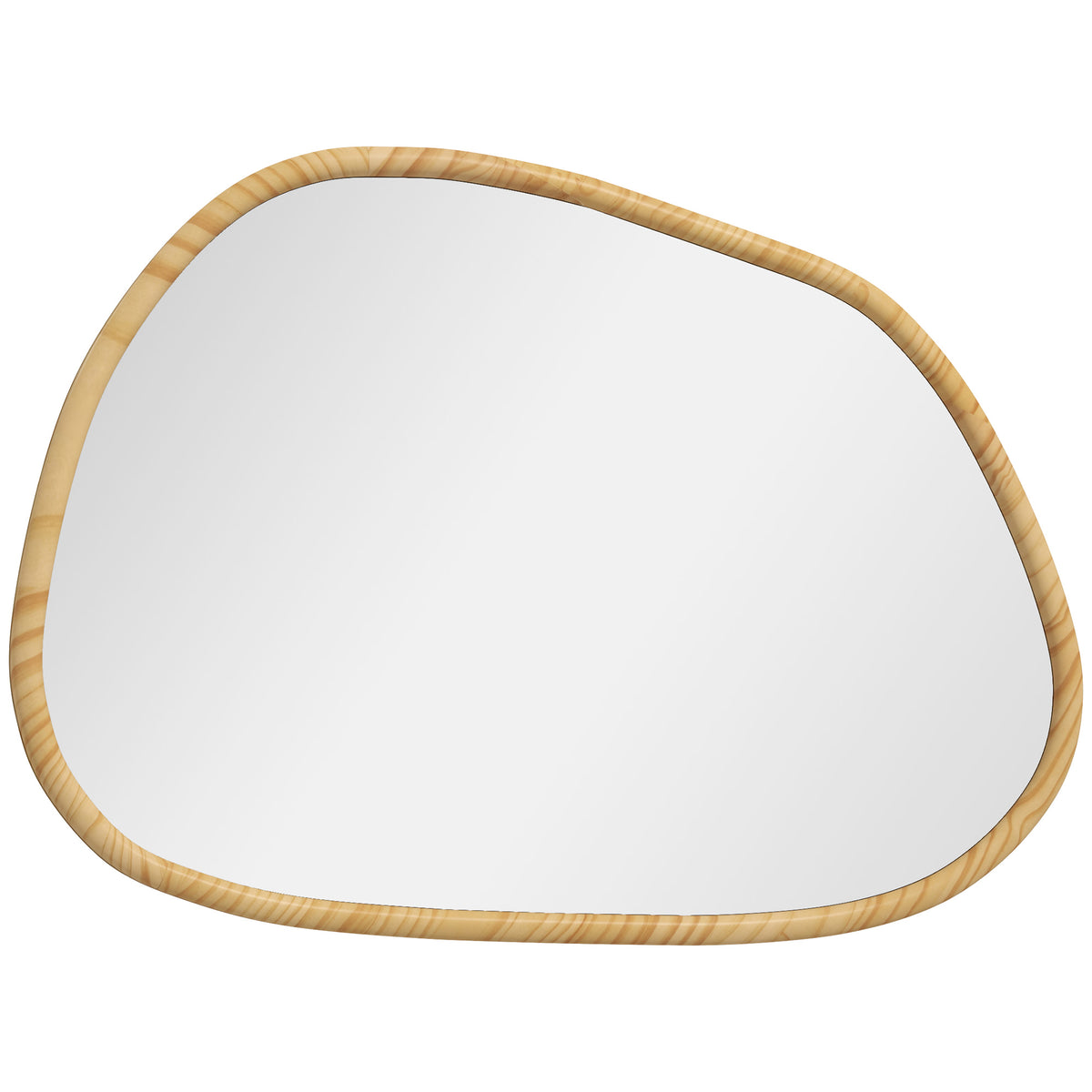 Miroir mural miroir décoratif forme organique avec cadre en bois horizontal ou vertical 80 x 60 cm naturel-0