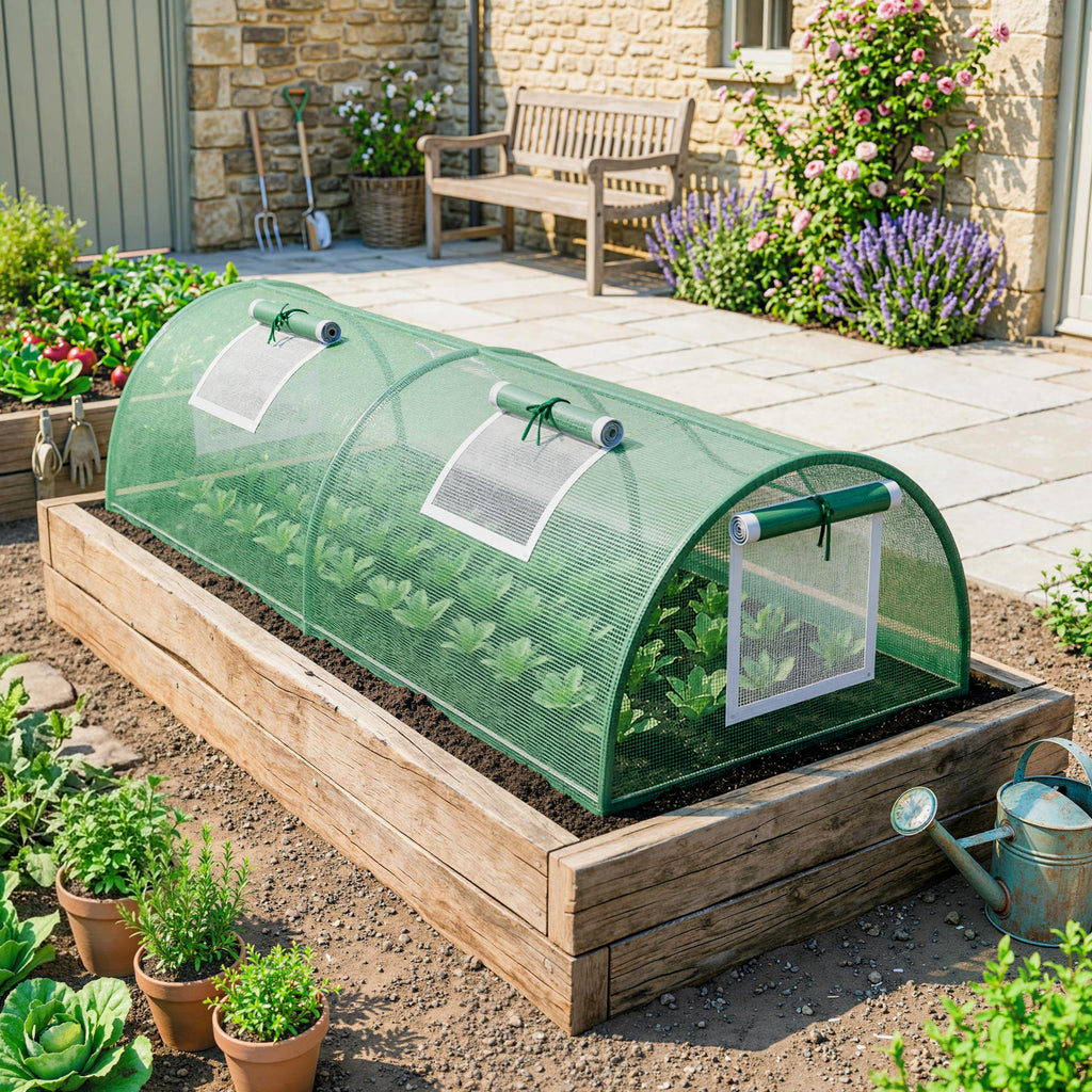 Mini Serre de Jardin mini serre tunnel à tomates 200 x 80 x 45 cm Acier PE Anti-UV 4 portes en filet enroulables vert-1