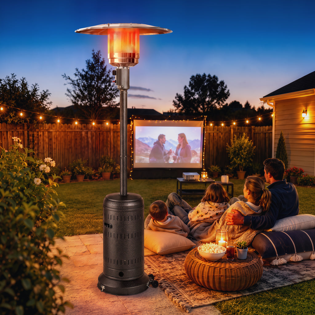 Chauffage Extérieur Terrasse Portable 13 kW, Niveaux de Chauffe Réglables, Anti-Basculement, 82x82x223cm, Marron Foncé-9