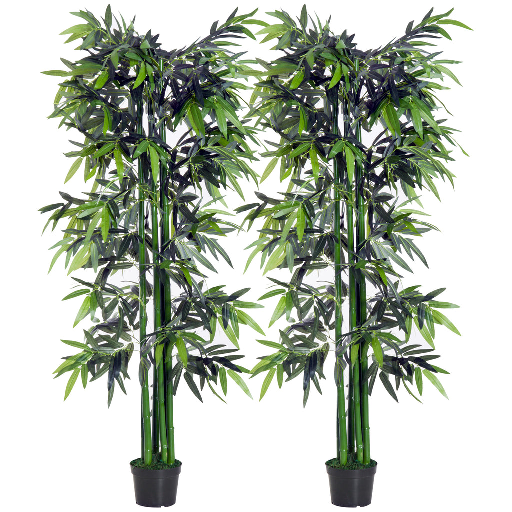 Lot de 2 Bambous Artificiel XXL 1,80H m arbre artificiel 1105 Feuilles denses réalistes Pot Inclus Noir Vert-9