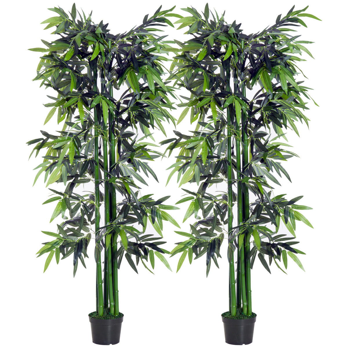 Lot de 2 Bambous Artificiel XXL 1,80H m arbre artificiel 1105 Feuilles denses réalistes Pot Inclus Noir Vert-9