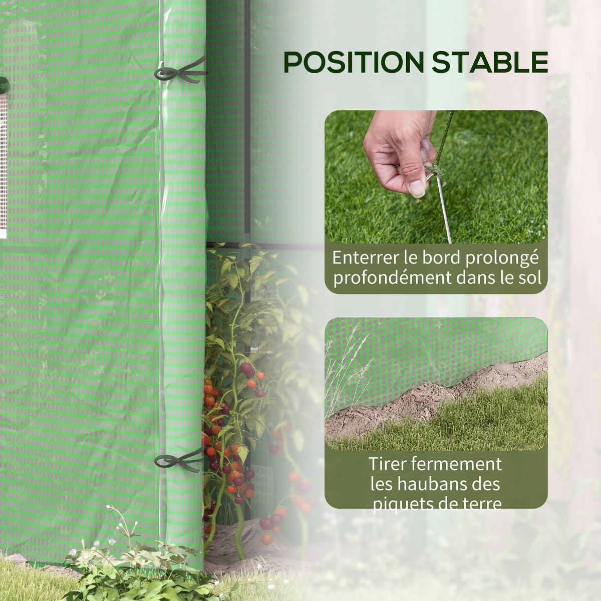 Serre de jardin adossée murale serre à tomate 2 Portes zippées enroulables, 1 fenetre, dim. 200L x 80l x 200/180H cm-6