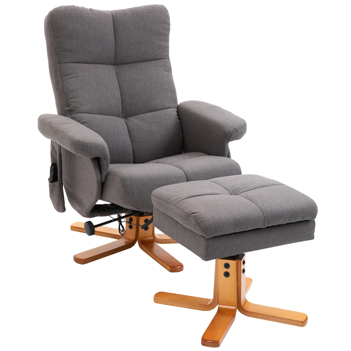 Fauteuil massant avec repose-pied - dossier inclinable jusqu'à 145°, coffre de rangement, appuie-têteet et télécommande-0